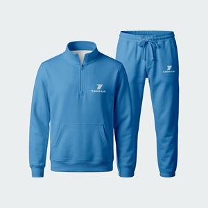 Servicio OEM, Conjunto Deportivo Unisex de Invierno, Casual, Moderno, Cómodo, de Manga Larga, con Cierre de Cremallera de un Cuarto, 100% Algodón Felpa - Product Image 4