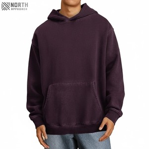 Sweat-shirt à capuche pour homme en polaire polyester/coton délavé à l'acide, 180 g/m², respirant, séchage rapide, avec poche, lourd, personnalisable - Product Image 1
