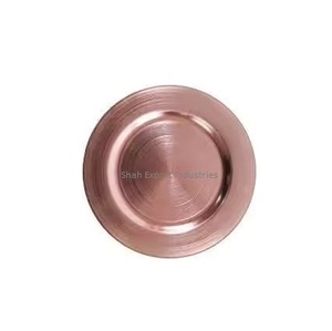 Plaques de présentation rondes en métal plaqué cuivre martelé sans danger pour la maison et les fêtes de mariage vaisselle de table vaisselle - Product Image 2