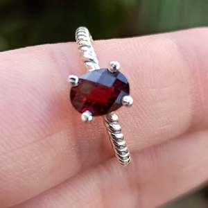 Boho January Birthstone <b>Ring</b> Handmade 925 Sterling <b>Silver</b> Rhodium Perfect Anniversary Birthday Gift for Her <b>Garnet</b> Stone January - Product Image 6