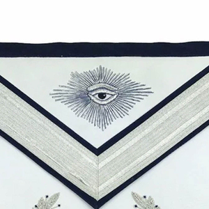 Tablier maçonnique personnalisé brodé, rectangulaire, en tissu blanc et noir, avec badge à coudre, style classique, design symbolique - Product Image 3