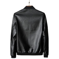 Blouson aviateur en cuir noir pour homme, coupe ajustée, fermeture éclair, col montant, style élégant