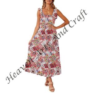 Tunique sans manches été robe à bretelles spaghetti dernier tissu doux bohème robes à bretelles spaghetti Inde et Pakistan vêtements - Product Image 2