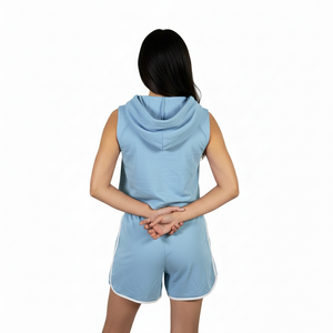 Ensemble de détente pour femmes en deux pièces, taille plus, surdimensionné, vintage, avec sweat à capuche et short, ensemble de sweat à capuche et short uni pour l'hiver - Product Image 2