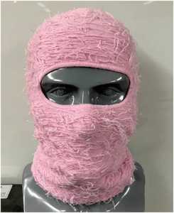 Hip Hop Winter Full Face Ski Mask Fur Furry Fuzzy Grassy Knit Máscara de esquí Pasamontañas desgastado con logotipo personalizado - Product Image 1