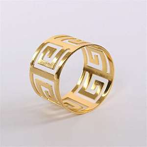 Anillo de latón macizo para servilletas, soporte decorativo para mesa de boda hecha a mano con relieve, chapado en oro, la mejor calidad a bajo precio - Product Image 3