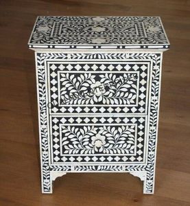 Mesita de noche hecha a mano con incrustaciones de hueso de estilo moderno para decoración del hogar de alta calidad - Product Image 3