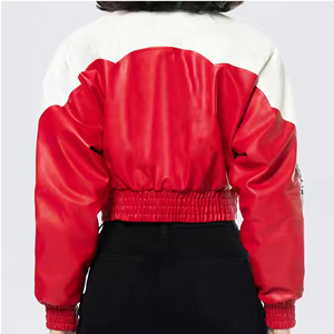 Veste de course en cuir véritable rouge de haute qualité personnalisée pour femmes, avec patch brodé, veste de course de moto courte - Product Image 6