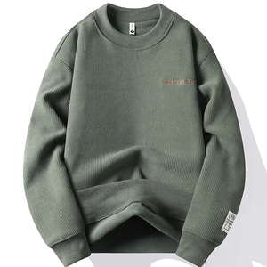 Vendedores 100% algodón Sudadera con capucha negra Peso pesado Kitted Dos tonos Cortar y coser Felpa Sudadera de cuello redondo - Product Image 3