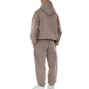 Survêtement décontracté d'hiver en polaire 100% polyester respirant personnalisé 2025, sweat-shirt à capuche et pantalon de jogging uni, fitness - Product Image 5