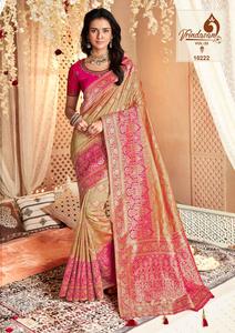 Sari de Alta Calidad para Mujer, Diseño Moderno, Tejido de Seda Banarasi con Bordado Zari, Ideal para Fiestas y Festivales, por Fab Zone - Product Image 3