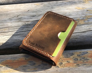 Portefeuille unisexe fin en cuir véritable avec fermeture ouverte, doublure en lin de grande longueur - Design minimaliste pour hommes et femmes - Product Image 4