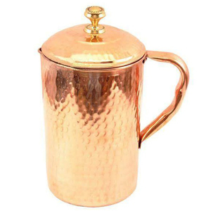 <b>Copper</b> Hammered Pitcher Metal Milk Juice Antique Finishing Drinking Water Jugs Glass Pitcher With <b>Handle</b> - Product Image 5