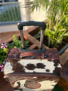 Bolsas de equipaje de cuero de vaca hechas a mano Real, bolsa de carrito de cuero de piel con múltiples usos, Maleta de viaje Unisex de gran tamaño multiusos - Product Image 4