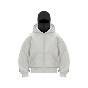 Sudadera con Capucha y Sudadera de Mezcla de 450 GSM para Hombre OEM, Diseño de Máscara Personalizado de Alta Calidad, Sudadera con Cierre de Cremallera 100% Algodón con Bordado - Product Image 3