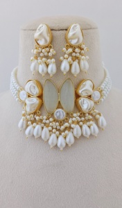 Aqua Nazaakat, conjunto de collar de lujo chapado en rodio de imitación de alta calidad, Mini borla de perlas, cadena de bambú de latón pesado a granel - Product Image 5