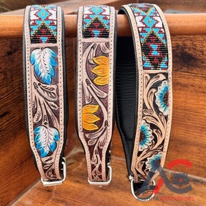 ปลอกคอสุนัขหนังแบบพกพาดีไซน์ใหม่สุดหรูน้ำหนักเบาและมีบุนวมนุ่มพับได้แกะสลักอเนกประสงค์ - Product Image 1