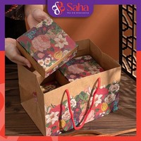 Cajas de Regalo de Papel Kraft Biodegradables y Reciclables Personalizadas, con Diseño de Chocolate y Flores Navideñas, para Empaque de Alimentos