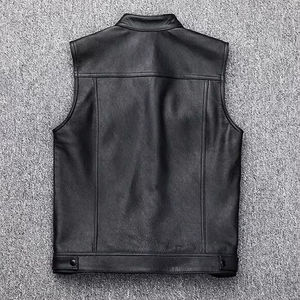 High Quality Leather Motorbike <b>Vest</b> Outdoor Leather Winter <b>Vest</b> Motorcycle Custom Style <b>Vest</b> - Product Image 3