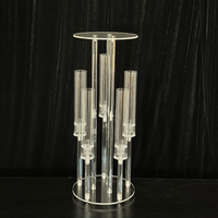 Candélabre en cristal à 5 têtes, porte-bougie en verre, chandelier en acrylique, décoration de centre de table de mariage