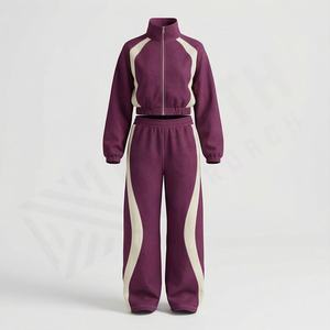 Conjunto Deportivo de Dos Piezas con Cremallera de Nailon y Paneles en Contraste Personalizados, Chaqueta Cortavientos con Cuello Alto para Mujer, Ropa Deportiva para Gimnasio y Running - Product Image 1