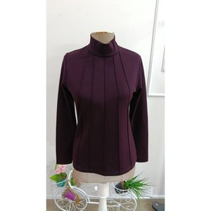 Blouse en modal côtelée à col bénitier et manches longues pour femme, 38106 - Bordeaux - Product Image 4