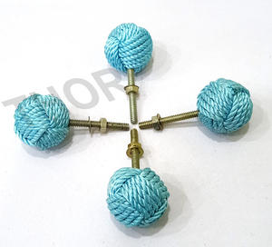 Modern Sky Blue Jute Rope Nautical Pulls Set of 6 for <b>Wardrobe</b> Kitchen & Bathroom for Home Decor & <b>Drawer</b> Pulls - Product Image 4