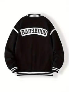 Veste en laine d'hiver unisexe grande taille, col montant personnalisé, 100% coton, veste ample pour homme, veste universitaire OEM - Product Image 4