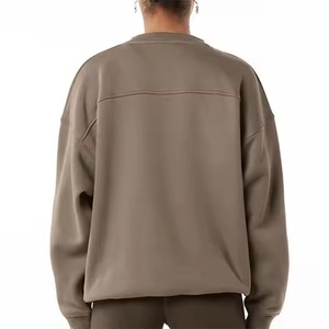 High Quality Oversized Women's Knitted Fleece Pullover Sweatshirt Custom <b>Stand</b> Washed <b>Drop</b> Shoulder Winter Formal Terry Front - Product Image 6