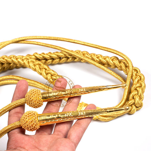 Cordones de hombro de aluminio tipo aiguillette con colgante metálico y silbato, tela 100% viscosa, equipo de uniforme personalizable, defensa personal - Product Image 2