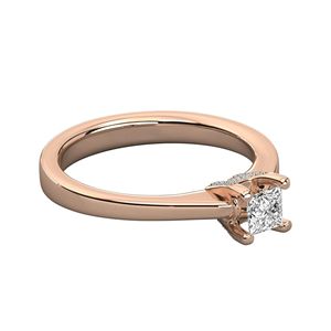 Bague solitaire en diamant taille princesse et diamant rond - Product Image 3