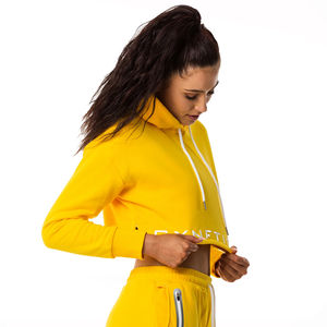 Chaqueta corta de algodón con parte superior recortada y cremallera de talla grande XL para mujer de alta calidad, Sudadera con capucha de lana de secado rápido para otoño - Product Image 5