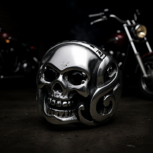 Anillo de Calavera de Acero Inoxidable para Hombre, Estilo Motero, con Incrustaciones Plateadas, Tallas 8-14, Estilo Moderno - SR56 (Vendedor de EE. UU.) - Product Image 3