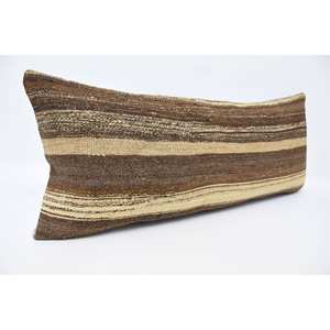 หมอนขนสัตว์ลายขวางสีน้ำตาล16X36นิ้วสไตล์ชนบทสไตล์วินเทจสำหรับบ้านของคุณ - Product Image 3