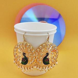 Urthn Fashions Blue Meenakari Peacock Chandelier Pendientes 1314414 - Product Image 1