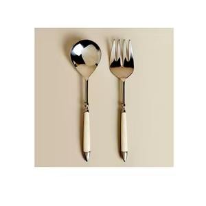 <b>Gold</b> Plated Handle Salad Server New Salad Server for <b>Serving</b> the Salad New Design Cutlery Set New Metal Flatware <b>Spoon</b> And Fork - Product Image 5