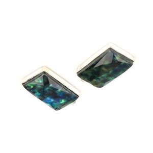 Pendentif rectangulaire en argent sterling plaqué rhodium avec charme en ammolite bleue et quartz hydro, bijoux faits à la main unisexe - Product Image 5