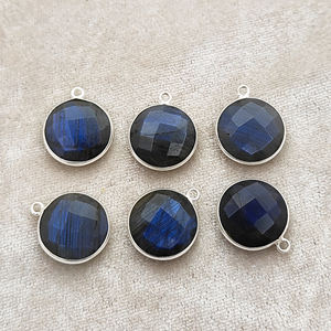 จี้ลาบราโดไรต์สีน้ำเงิน - จี้พลอยทรงกลมเจียระไน - จี้เงินแท้ 925 - Product Image 5