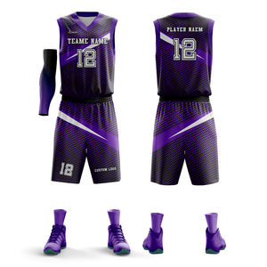 Tenues de basketball en pack promotionnel, vêtements de sport par sublimation, maillots, shorts, unisexe, grande taille, antibactérien, séchage rapide, respirant - Product Image 6