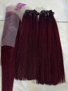 AZURA HAIR - Extensiones de Cabello Humano Natural Liso Teñido Borgoña de Vietnam, Remy Virgen, con Cierre Frontal/Máquina - Product Image 6