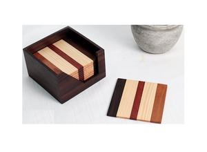 Posavasos de madera hecho a mano con estilo, juego de 6 con soporte de madera, logotipo personalizado, posavasos interior a un costo muy extremo - Product Image 4