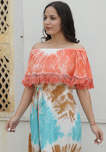 ชุดเดรสผ้าเรยอนหลากสไตล์สำหรับผู้หญิงชุดเดรสเปิดไหล่และชุดใส่เที่ยวชายหาดฤดูร้อน - Product Image 2