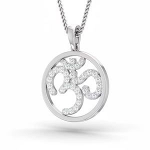 14K Gold & Natural Diamond Hindu Religious Om Pendant For Women's - Product Image 1