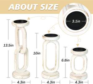 Juego de 3 candelabros ecológicos de madera encalada para velas de Pilar logotipo personalizable decoración del hogar Navidad - Product Image 6