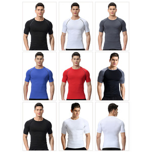 Fitness para hombres Alta elasticidad Transpirable Sudadera de secado rápido Baloncesto Correr Camiseta de manga corta Slim Fit para hombres - Product Image 6