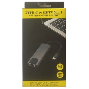 5-in-1 USB C HUB cho MacBook Pro/không khí cho Dell <span class=keywords><strong>iPad</strong></span> Pro Chromebook 4K HDTV Ethernet 2 USB 3.0 100W PD Multiport Adapter Thương hiệu mới - Product Image 6