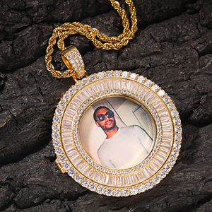Colgante redondo de medalla 3D VVS Moissanite, joyería de Hip Hop, Plata de Ley 925 personalizada, helado con cadenas de eslabones cubanos - Product Image 2