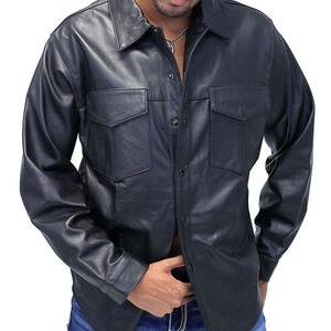 Veste en cuir décontractée vintage délavée pour hommes avec col de chemise brodé et respirant pour l'hiver - Product Image 4