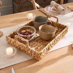 Bandeja de Jacinto de Agua Hecha a Mano de Lujo, Decoración de Habitación, Bandejas de Mimbre Tejidas a Mano Naturales y Sostenibles - Product Image 3