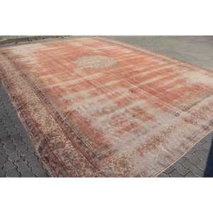 พรมตุรกีวินเทจ ขนาด 14.7x20.3 ฟุต (448x618 ซม.) พรมขนสัตว์สีแดงลายแบบนามธรรม - Product Image 2